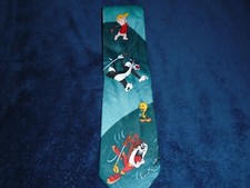 Warner Bros Cartoon Golf Theme Men's Necktie, Porky, Sylvester,Taz Tweety 1997