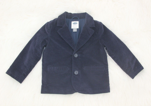Old Navy Boys Toddler Navy Blue Velvet Cotton Blend 2T 2 Button Blazer Jacket 01 - Picture 2 of 10