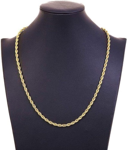 Rope Wheat Chain Fashion 24K Gold Plated Necklace Fit Wear Alone or with Pendant - Picture 9 of 23