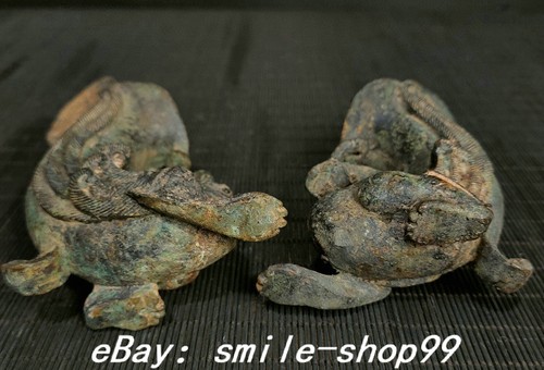 Paire de tasses à vin anciennes 6,6 pouces en bronze Phénix le moins cher oiseau oiseaux zun