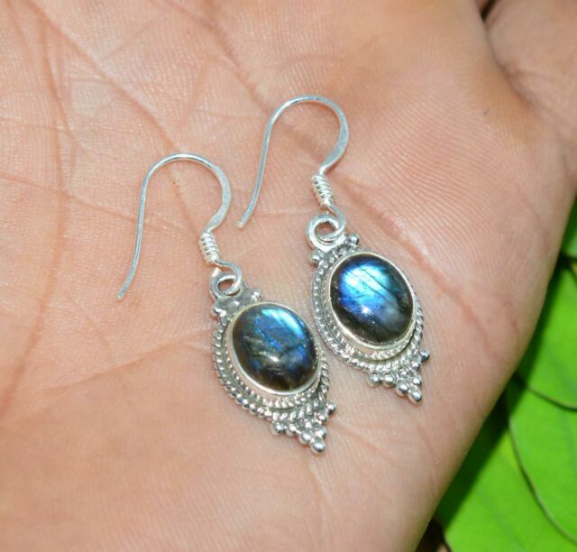 Labradorite Boucles D'Oreilles 925 Argent Sterling Fait à la Main Femmes Labradorite Boucles D'Oreilles 925 Argent Sterling Fait à la Main Femmes