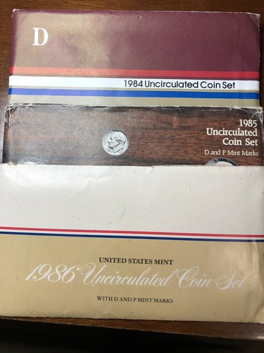 1984, 1985, 1986,  (P&D) U.S. Mint UNC Coin Sets - 10 Coins Each Set - Picture 1 of 7