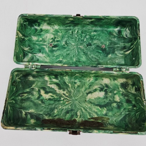 vintage Green Gray Marblelite Psychedelic Green Swirl Chest Fishing Tackle Box - Picture 2 of 12
