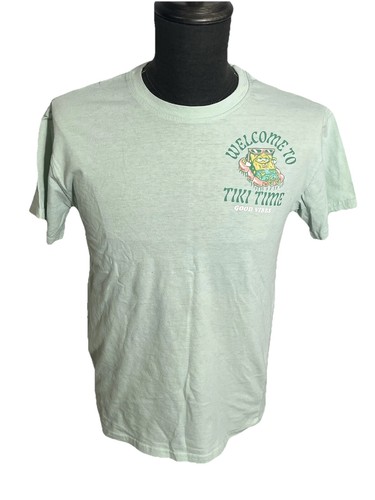 VINTAGE Spongebob Squarepants Shirt Mens Med Green Welcome To Tiki Time Graphic