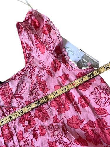 Jessica Simpson Babydoll Smock Top Womens Large NWT Pink Floral Cottage Boho - Picture 8 of 9