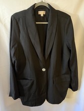 Belle by Kim Gravel Women's Blazer Black Size XL Embellished Single Button Jacke