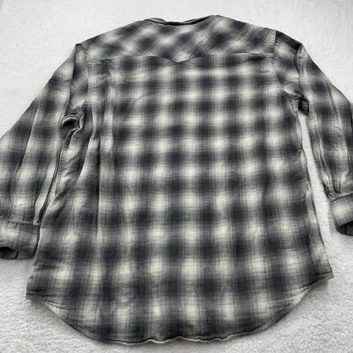 Polo Ralph Lauren Mens 2XLT Tall Gray Plaid Western Flannel Shirt Long Sleeve - Picture 8 of 9