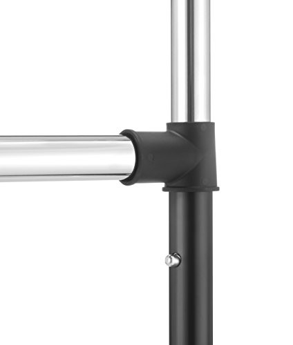 Whitmor Verstellbarer 2-Stab Kleiderständer Rollen Kleidung Organizer Schwarz/Chrom - Bild 5 von 5