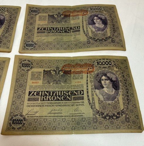 Austria 10000 Kronen 2-11-1918 Circulated Banknote Set of 4 - Picture 6 of 7