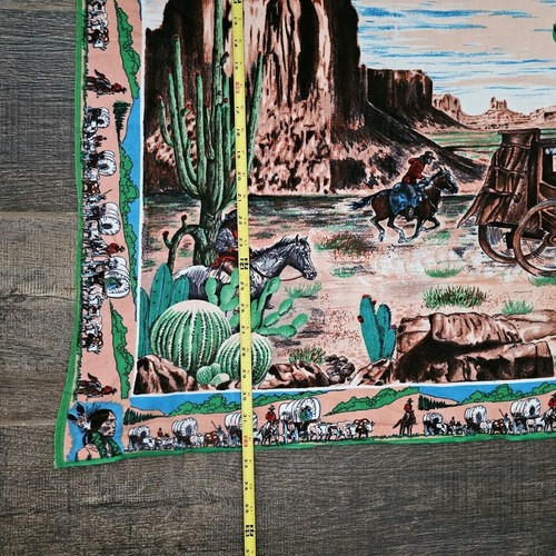 Vintage flannel John Wayne Tapestry horse, stagecoach western scene,32.5" X 51" - Picture 10 of 15