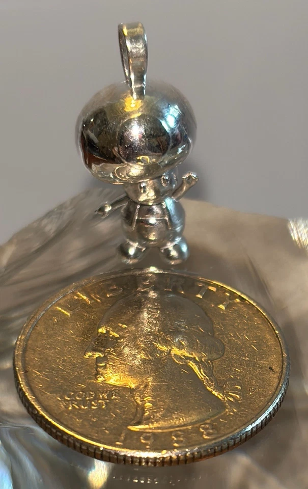 Colgante de plata de ley 925 Super Mario Sapo Dije Estatuilla Kinopio Seta Foto 4 de 4