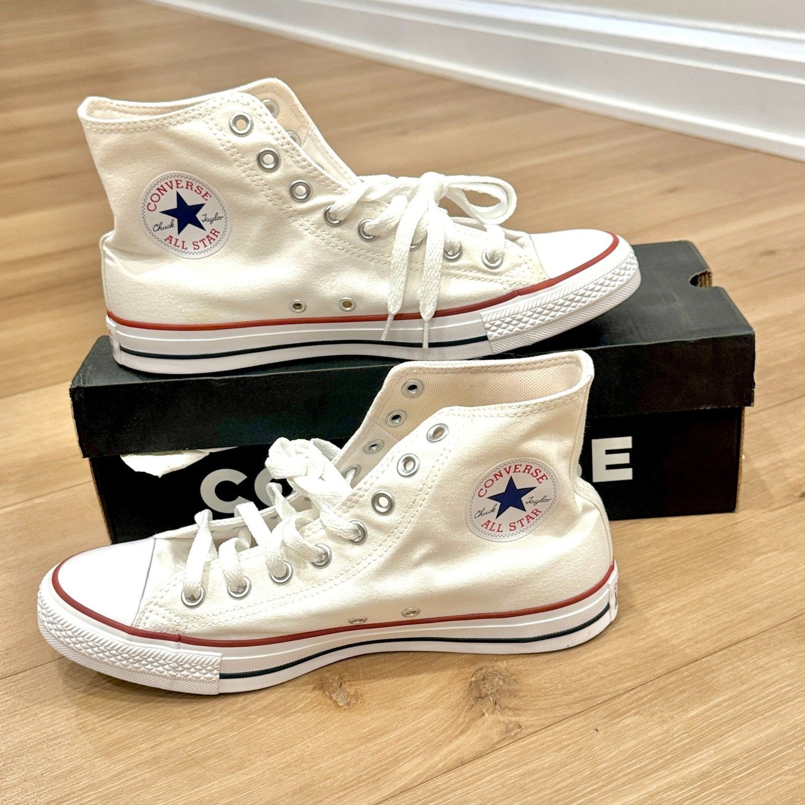 Chuck Taylor All Star High Top Sneaker Optical White - 8.5 M/ 10.5 W NIB  thumbnail 10