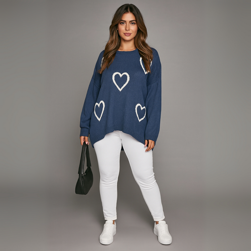 ROCKTHOSECURVES WOMENS JUMPER LOOSE FITTING SCOOP HEM SWEATER PLUS SIZE TOP - Picture 37 of 42