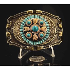 Western Southwestern Ornate Concho Belt Buckle for Women or Men