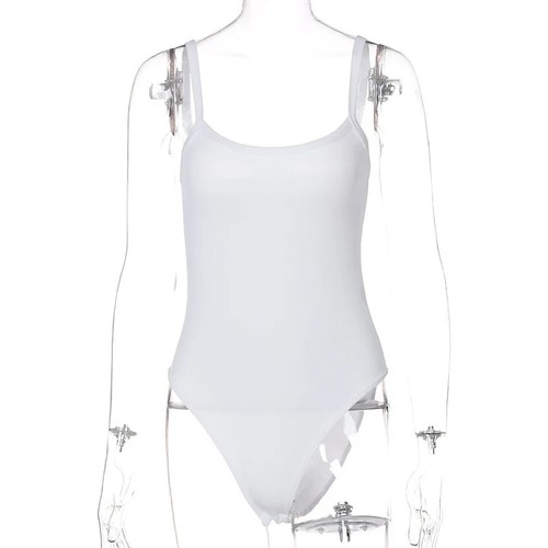 Strap Solid Bodycon Body Casual Basic White Summer Bodysuit Women - Picture 24 of 30