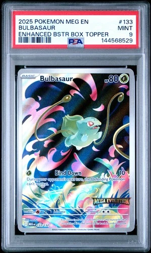 2025 POKEMON MEG EN-MEGA EVOLUTION ENHANCED BOOSTER BOX TOPPER BULBASAUR PSA 9