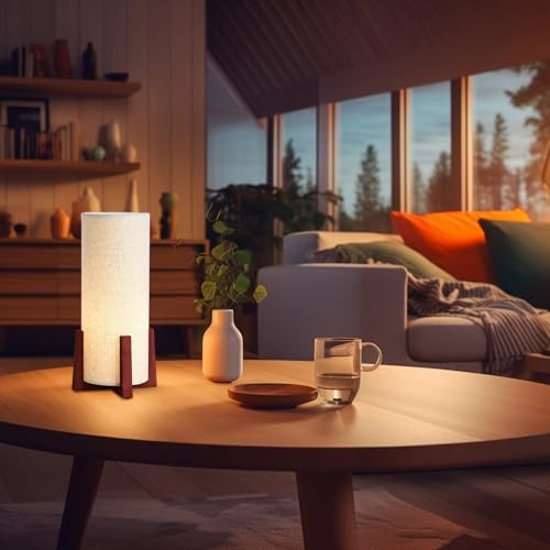 Modern Small Table Lamps, Nightstand Lamp with Linen Fabric Shade, 13.9"  - Bild 7 von 7
