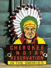 Vintage Cherokee Indian Reservation 8” Porcelain Great Smokey Mountains Sign