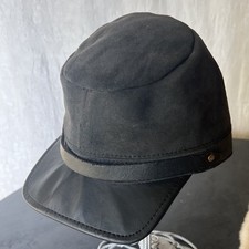 VTG Leather Cap Hat Wide Brim Made In USA Reenactment Rebel Confederate Adjust