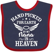 Inktastic Handpicked For Earth By My Nana In Heaven With Angel Wings Baby Bib Na