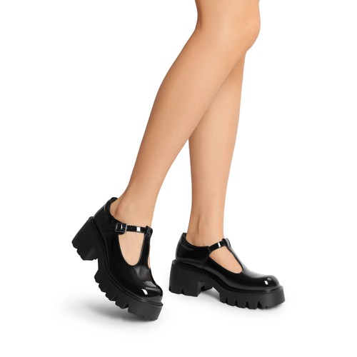 Damenschuhe Y2K T-Riemen Mary Jane Plateau klobige Blockabsatz runde Spitze Pumps - Bild 22 von 41