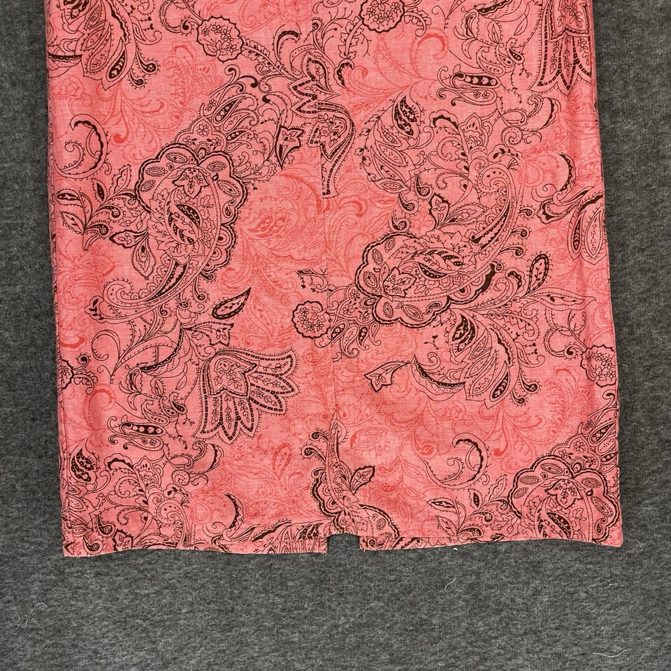 Maxi Falda Liz Claiborne Villager Petite Talla S Rosa Coral Paisley Mezcla de Lino Foto 3 de 4