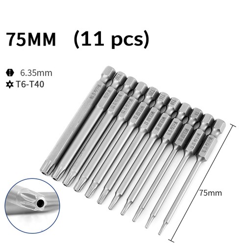 Set Tamper Proof Screwdriver Bit Hole Long Reach Torx Star Hex Security Bit - Picture 10 of 64