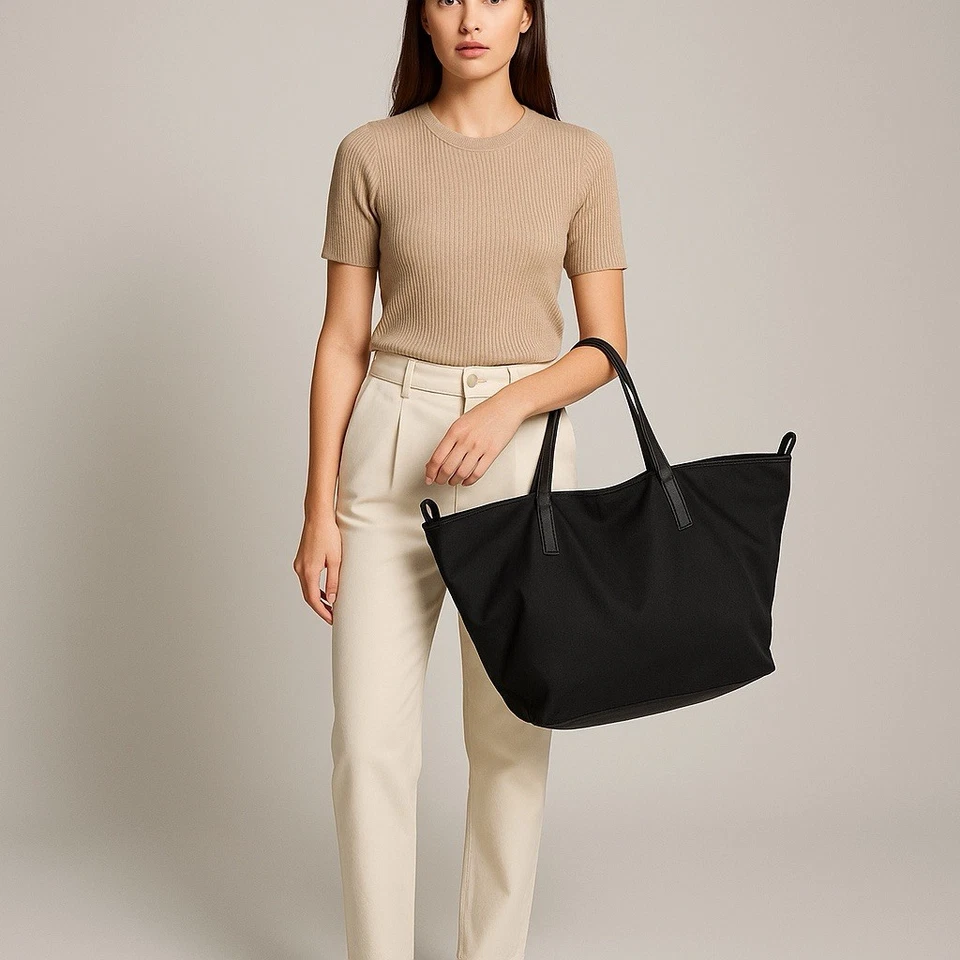 Bolso de Mano ZARA Negro Imitación Cuero Grande Bolso de Hombro Bolso de Mano Comprador Viaje $69 Foto 2 de 4