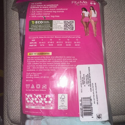 Fruit of the Loom Fit Me Damen-Unterwäsche meliert hochgeschnitten 6er-Pack Größe 13 5X - Bild 3 von 5