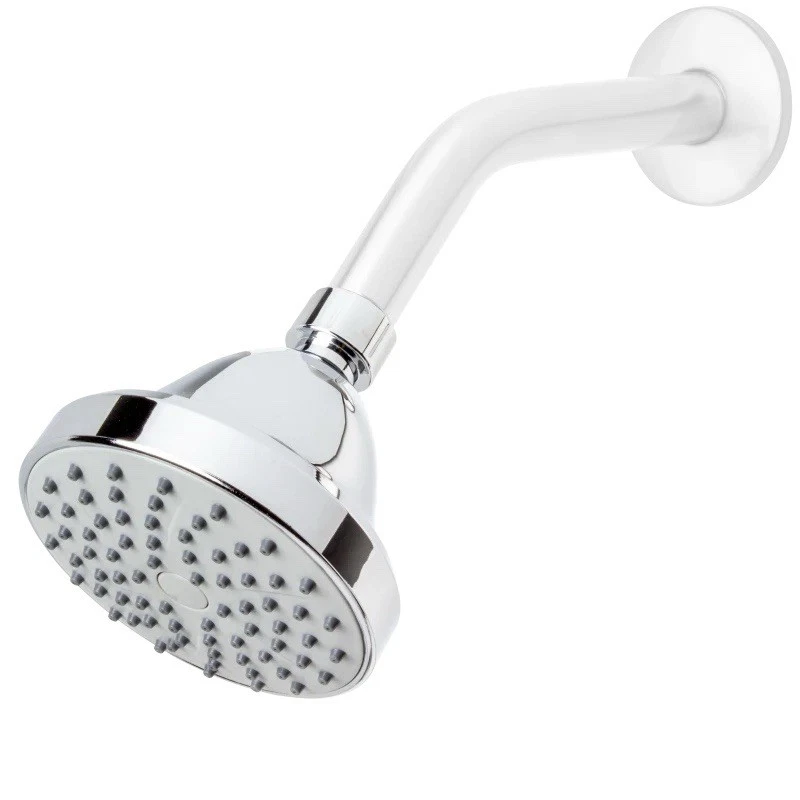 Round Chrome Shower Head Adjustable Angle Wall Mounted Modern Bathroom