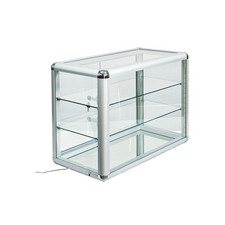 Tempered Glass Display Cabinet W/ Sliding Doors LED Lighting & Lock