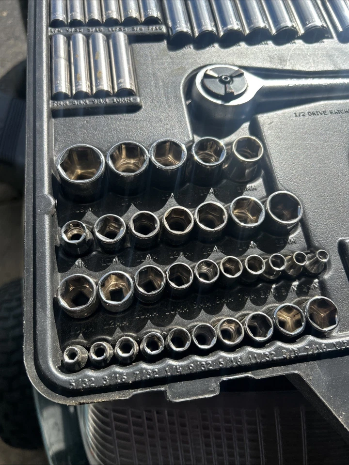 Vintage Craftsman 82 pc Metric & SAE Socket Set 1/4" 3/8" 1/2" Drive USA - Image 2 of 4