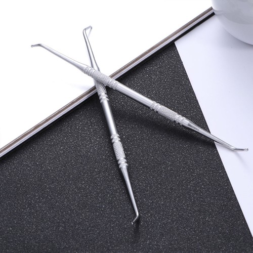 2 Pcs Stainless Steel Toenail Cleaner Double-Side Cuticle Spoon Pusher - Afbeelding 3 van 11