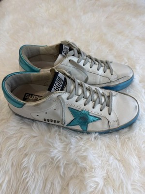 Golden Goose Deluxe Brand Men's Superstar - White with Metallic Teal Star & Heel