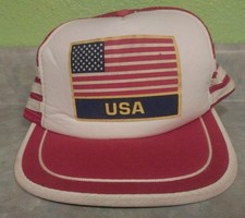 Vintage Mesh Snapback Hat Cap USA  American Flag