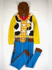 DISNEY PIXAR Toy Story 4 Woody Hooded Fleece One Piece Pajamas Boys Size L