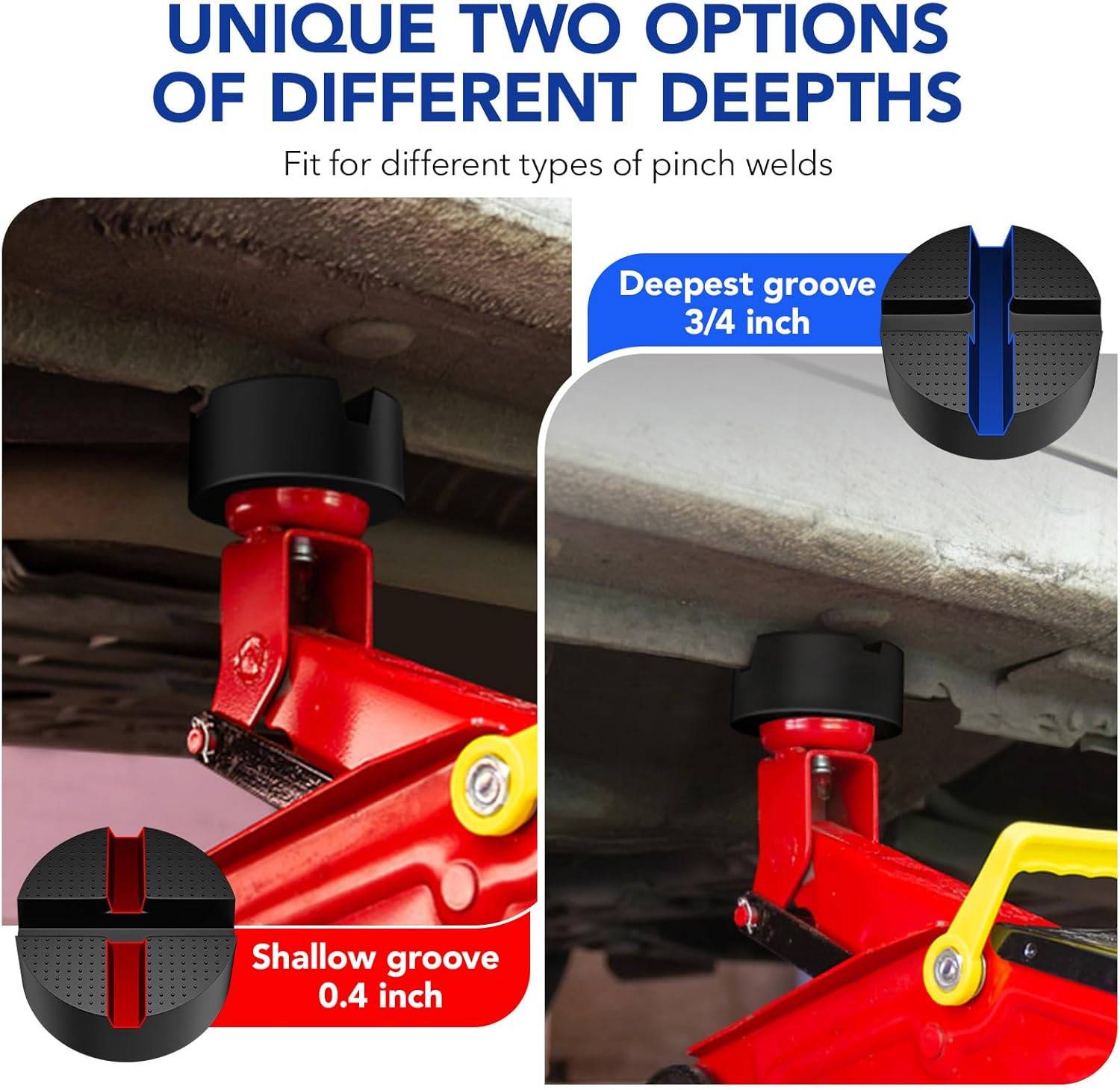 Upgraded Pinch Weld Jack Pad Two Depths X-Grooves Floor Jack Pad Easily Fit D