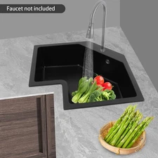 Undermount Flushmount Corner Kitchen Sink Irregular Kitchen Sink w/ Strainer