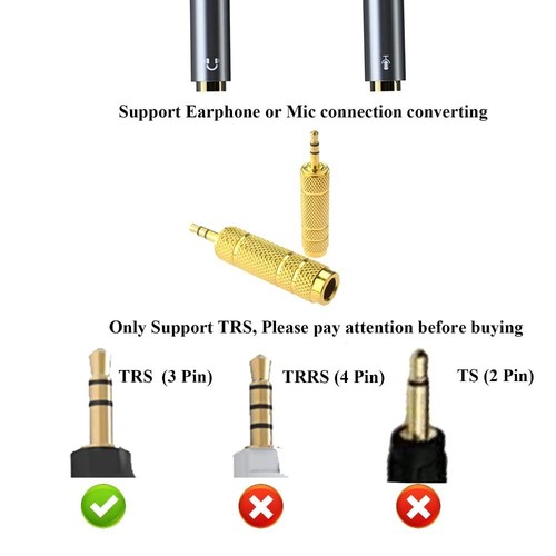 2 Pack 3.5mm to 6.5mm Headphones Adapter Stereo Jack Aux Cable Speaker - Picture 8 of 14