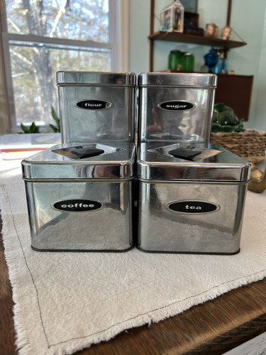 Set di bidoni cromati Masterware. Vintage. 4 pezzi. - Foto 2 di 11