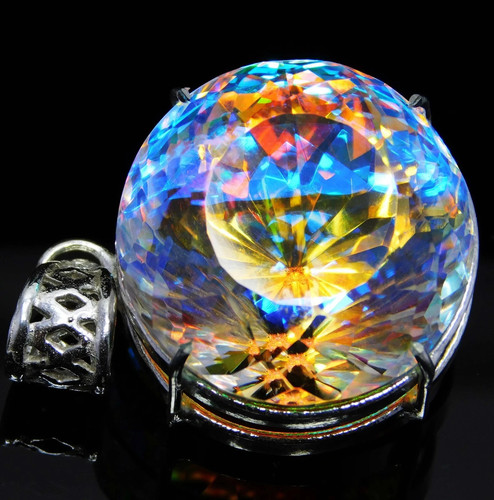 77.10 Ct Certified Natural Round Mystic 925 Solid Silver Pendant Loose Gemstone - Picture 3 of 8