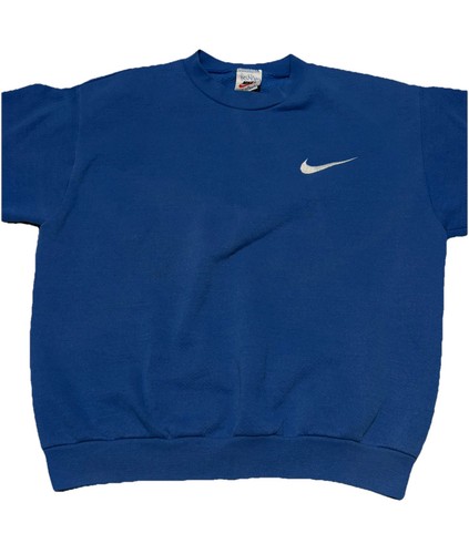 Nike Sweater Vintage Swoosh Check Gym Pullover Crewneck Kids Size Large USA Made - Picture 2 of 7