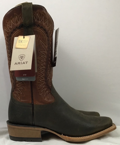 Ariat Sz 7.5 Men Futurity Time Cowboy Boot 10047717 Olive Roughout Copper Crunch - Picture 5 of 8