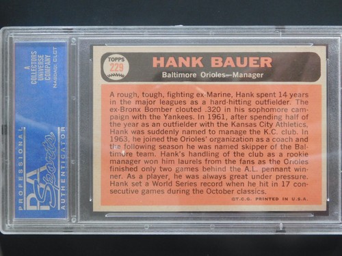 1966 Topps Baseball Card #229 Hank Bauer (NM-MT) PSA 8 - Picture 2 of 2