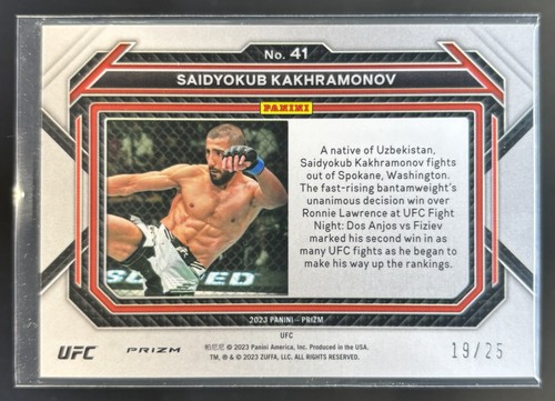 2023 Panini Prizm UFC Saidyokub Kakhramonov Mojo Prizms /25 #41 RC - Picture 2 of 10