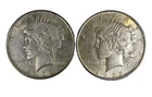 BELOW MELT $ - 2 x Peace Silver Dollars 90% Silver Coins 1922 Nice Coins