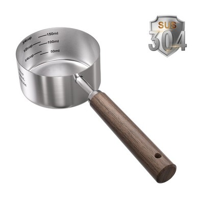 Dog-Cat Food Scoop Measuring-Cup - 3/4 Cup (6 Oz),304 Stainless Steels,Black Wal