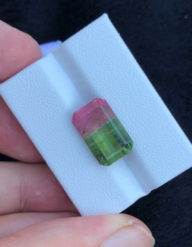 Natural Watermelon Tourmaline Faceted : Emerald Cut Loose Gemstone - Bild 8 von 10