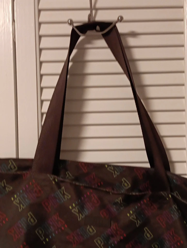 Nuevo Con Etiqueta Victoria Secret Rosa Bolso de Hombro Arco Iris Logo Lona Bolso Escuela Foto 3 de 4