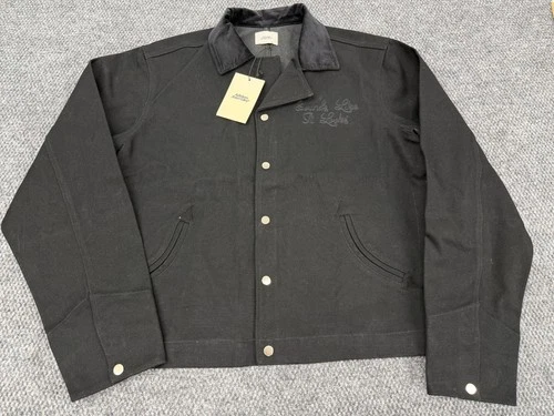 Adidem Asterisks Canvas Snap Jacket Men’s Large Black Corduroy Collar Streetwear - product listing photo